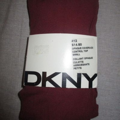 912B5 DKNY 412 Luxe Opaque Comfort Control Top Tights Flannel Small Burgandy